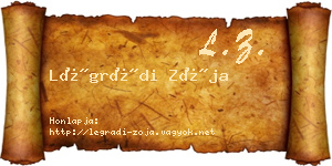 Légrádi Zója névjegykártya